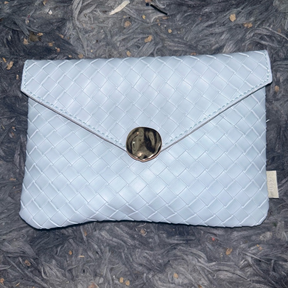Elegant Light Blue Woven Clutch
